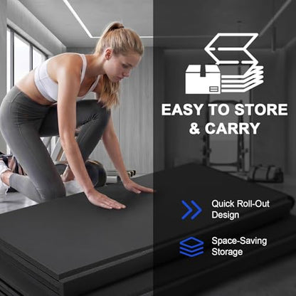 10' x 10' Wrestling Mat (118" x 118" x 1.18") Roll-Up Jiu Jitsu Mat for Home Gym, BJJ, MMA, Grappling, Judo & Martial Arts Training, Durable Non-Slip Folding Exercise Mat - color: Bule