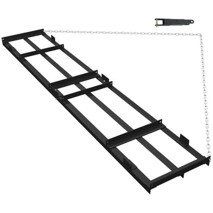 Drag Harrow, 6Ft Heavy Duty Tow Behind Drag Harrow with Adjustable Bars & Chain,Driveway Grader Landscape Rake for Gravel, Sand, Soil & Hay - Lawn Leveling Tool for Yard & Pasture - size: 6 FT