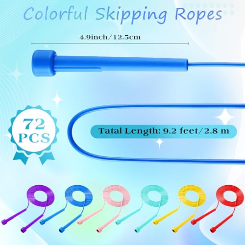 Silipull 72/144 Pcs PVC Jump Ropes Bulk Fitness 9.2 ft Adjustable Skipping Rope Versatile Speed Rope with Plastic Handles for Women Men Endurance Training Cardio Exercise Workout Outdoor - color: Bright