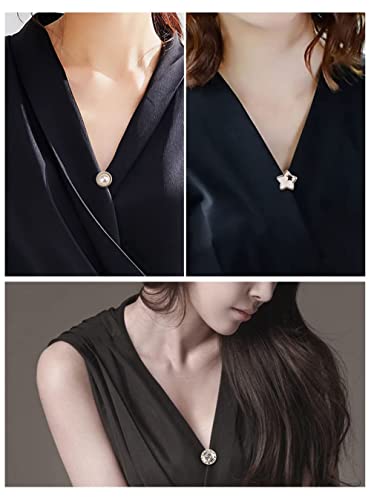20Pcs Women Shirt Brooch Buttons Pearl No Sew Pins Safety Button - color: Rhinestone and pearl buttons