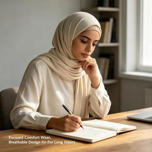 Jersey Hijab Scarf for Women,Lightweight Muslim Turban Head Scarf Modal Feel Hijab Coverings for Prayer with Clip - color: Beige