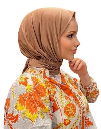 Instant Hijab Scarf for Women – Soft, No-Iron, No-Pins, Ready-to-Wear Hijab – Stretchy & Lightweight Polyester Fabric - color: C17 Cappuccino