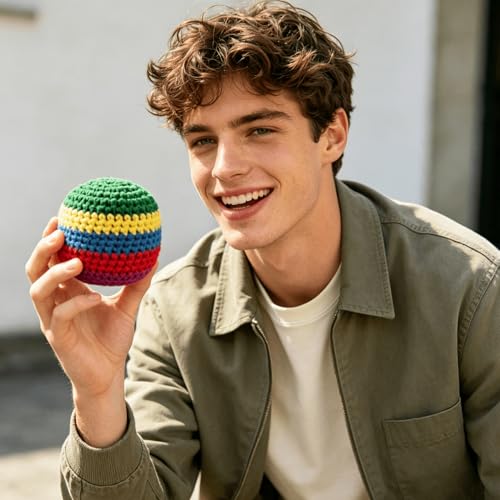 2/5/10 PCS Handmade Crochet Footbag Set for Adults – Assorted Kick & Toss Bags, Juggling Balls for Beginners, Outdoor & Party Fun - size: 2PCS