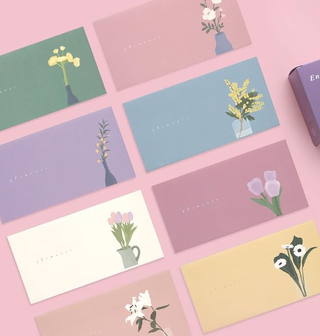 16 Pcs Money Envelopes Cash Envelopes, 8 Designs, 3.5 x 7 Inch (Floral A) - style: Floral A
