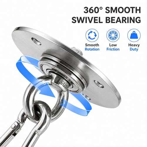 Heavy Bag Hanger, 304 Stainless Steel Punching Bag Ceiling Mount with 4 Springs, Vibration & Noise Dampening Design - color: Hanger with Spring for Wood Beam