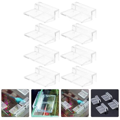 TOYANDONA 8Pcs Fish Tank Lid Support Brackets Acrylic Aquarium Cover Clips for Rimless Tanks Easy Install Modern Design for Covers Compatible with Various Fish Tanks