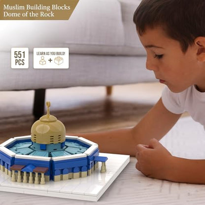 Birthday gift educational puzzle assembly toy for children, Jerusalem Rock Dome Mosque blocks, Muslim building blocks Islamic architecture plastic brick gift, creative DIY educational toy, Eid gift