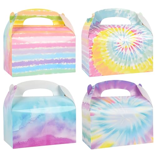 36 Pack Tie dye Party Favor Treat Boxes, Small Gable Boxes for Parties or All Occasion and Small Business 6.18x3.58x3.39 Inches - color: Tie Dye