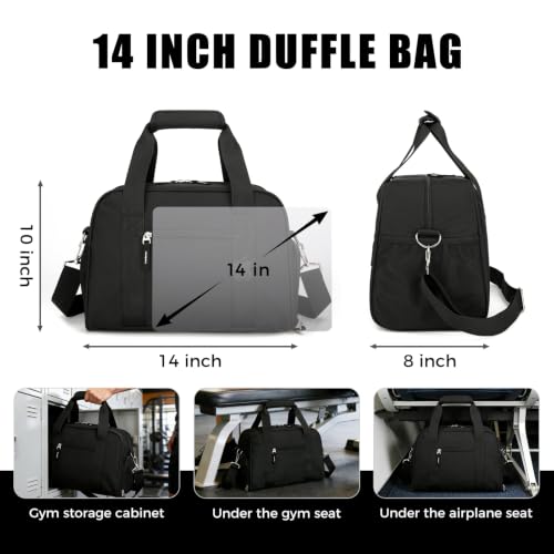 SeaRock 14 inch Small Gym Bag for Men & Women, Mini Duffle Bag with Shoe Compartment, Carry On Duffel Bag for Travel Sports, Black - color: Black
