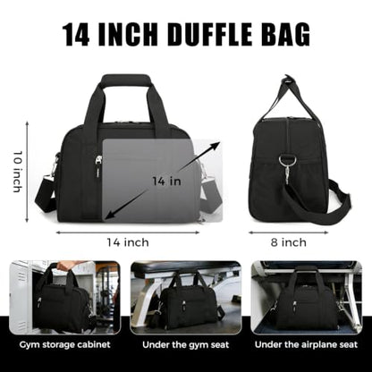 SeaRock 14 inch Small Gym Bag for Men & Women, Mini Duffle Bag with Shoe Compartment, Carry On Duffel Bag for Travel Sports, Black - color: Black