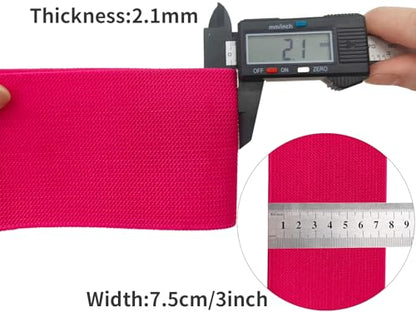 Rose Knit Elastic Band for Sewing 3 inch 5 Yards Double-Side Twill Woven Elastic Heavy Stretch Elastic Spool for Sewing Pants Waistband, Wigs, Skirts, Craft DIY Projects - color: Rose