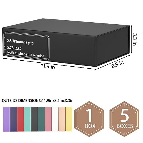 블랙 선물 상자 30.2 x 21.6 x 8.4cm(11.9 x 8.5 x 3.3인치) 자석 잠금 뚜껑 선물 상자, 신부 들러리 선물 상자, 귀여운 상자, 생일 선물 상자, 선물 포장용 럭셔리, 선물 포장용 자석 선물 상자 - color: 블랙.