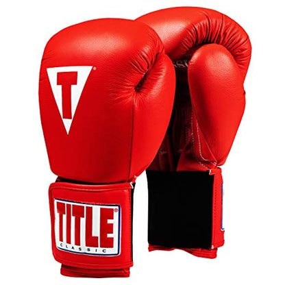 Title Classic Leather Elastic Training Gloves 2.0 - color: Red, size: 16 oz