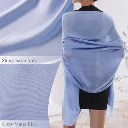 RIIQIICHY Women Shawls and Wraps for Evening Dresses Like Chiffon Silk Scarf Formal Silky Pashmina Shawls for Weddings - color: Blue
