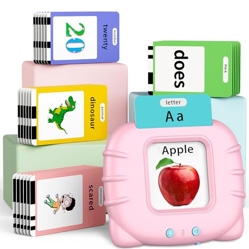 Eaever 580 Words Talking Flash Cards with Dolch Words, Number(0-100) Etc, Speech Therapy Toys for Girls Ages 3 4 5 6, Pink - color: Pink, size: Pre K Version(dolch words+abc+123)