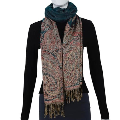 TUSHUSTY Pashmina Feel Rave Shawl Wrap for Women Men Hijab Scarf - color: Teal 2