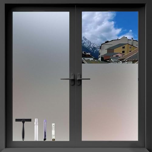 Frosted Glass Window Privacy Film, Removable Glass Door, Suitable for Bathrooms, Offices, Static Cling Decorative Film, Reusable Window Stickers (Pure, 17.5 x 78.7 inch) - color: Pure, size: 17.5 x 78.7 inch