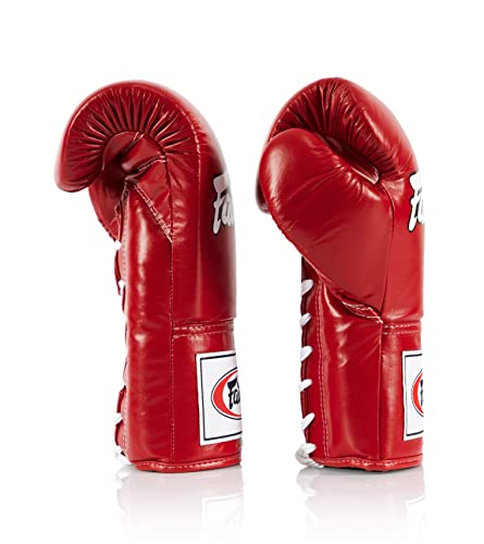 Fairtex BGL6 Handmade Leather Gloves| Optimal fist Closure with a Locked-Thumb Design| Premium Leather |Triple-Layered Foam |Lace-up Closure. Ideal for Boxing, MMA, and Kickboxing. - color: Red, size: 10 oz