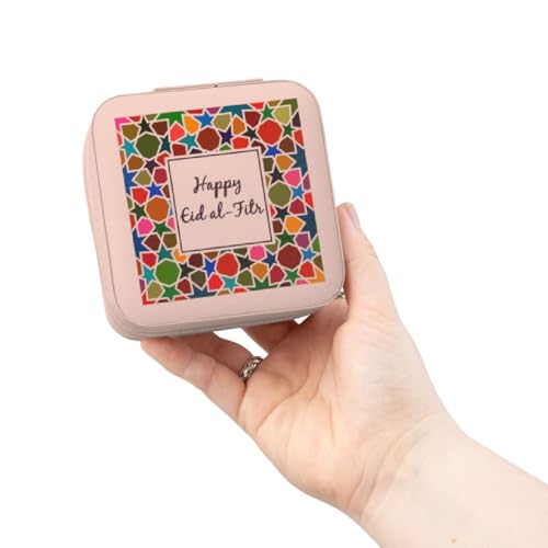 3dRose Happy Eid al Fitr - Colorful Stars - Ramadan Islamic Muslim holiday Jewelry Travel Case Pink