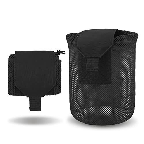 PETAC GEAR Dump Pouch,Molle Drawstring Mag Pouches,Roll Up Foldable Tactical Recovery Tool Pack,EDC Drop Net Storage Bag … - color: Black