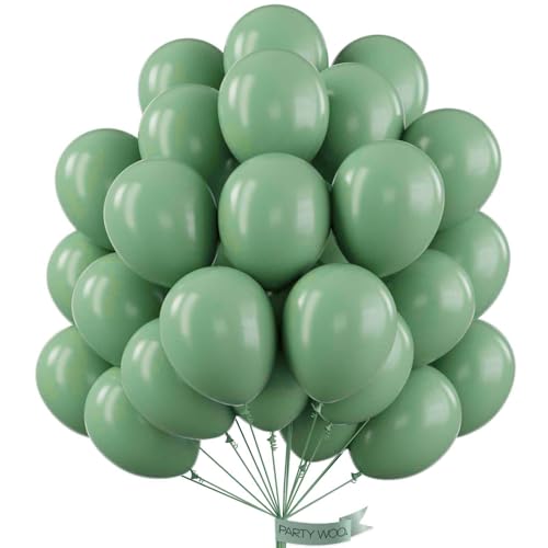 PartyWoo Sage Green Balloons 50pcs Olive Eucalyptus Dusty Green Boho Color - color: Green-f03, size: 12 Inch