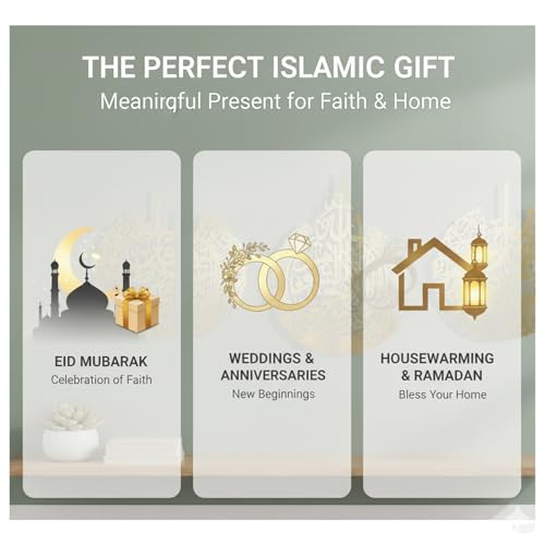 Zoriva 3PCS Islamic Wall Art — Ayatul Kursi Decor for Home, Ramadan & Eid Decorations (Gold)