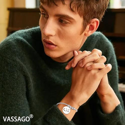 VASSAGO Islamic Bracelet Allah Arabic Bangle Bracelets for Women Men Islam Muslim Arabic Calligraphy Link Bracelet Bangle Islam Eid Islamic Arabic Gift Jewelry - color: Silver Arabic Bracelet-Box Chain