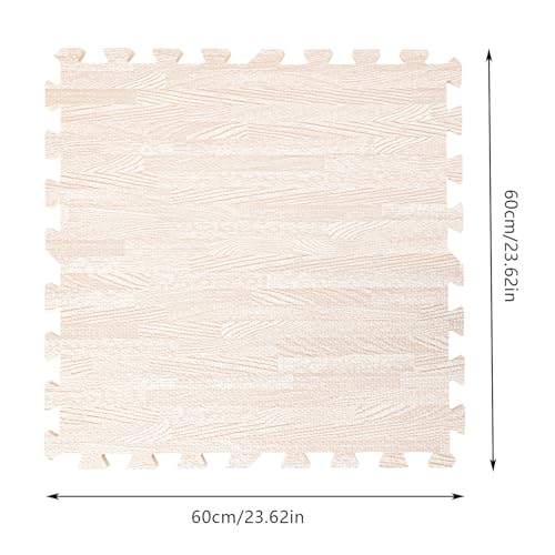 Patchwork Foam Mat - Interlocking Floor Mats - Wood Grain Puzzle Exercise Mat Protective Flooring - Cushioned Workout Flooring for Home Playroom Basement, Apartment, Trade Show, Baby (White)