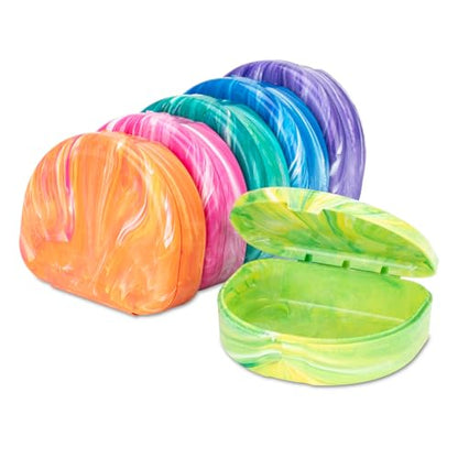 Practicon Brights Marble Retainer Cases, Clear Aligner Case, Dental Orthodontic Retainer Boxes, Mouth Guard Holder, 6 Pack - color: Brights