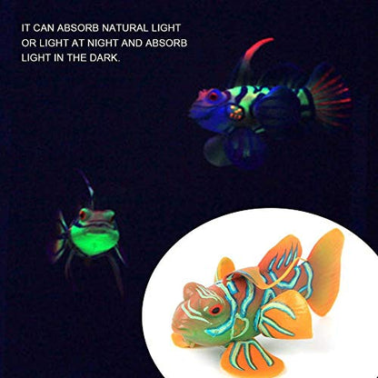 Zerodis Aquarium Simulated Fish, Lifelike Glowing Silicone Fake Fish Ornament with Suction Cup Aquarium Decor Floating Ornament(Green Orange)