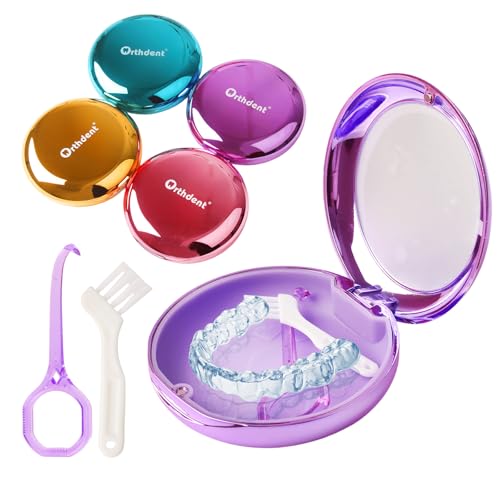 Solid Orthodontic Retainer Case Aligner and Retainer Case with Special Magnetic Closure 1 Pcs Retainer Case +1 Pcs Aligner Remover Hook +1Pcs Brush (Pink) - color: Pink
