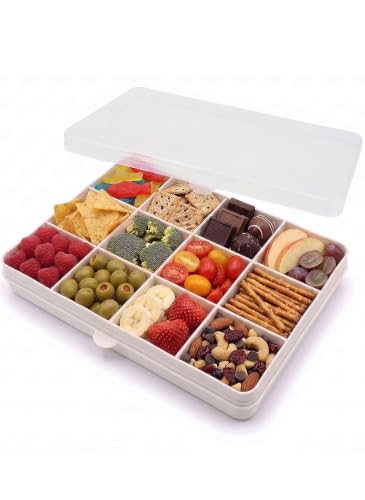 melii Snackle Box | 12 Compartment Divided Snack Container, BPA-Free Food Storage, Removable Dividers, Perfect for Kids Snacks, Arts & Crafts, Beads, and Kitchen Organization (White) - color: White