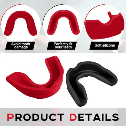 BBTO 20 Pcs Football Mouthguards Bulk - Youth & Adult Mouth Guard No Boil Mouthpiece Adult Youth Soft Mouth Guard for Lacrosse Basketball Hockey Wrestling - color: Red,black, size: L