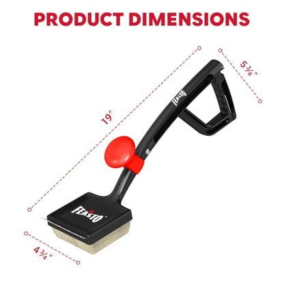 Feasto 6-in-1 Bristle-Free BBQ Grill Brush for Grill & Griddles | Interwoven-Tech & Thermal-Sensitive Sponge, Stainless Steel Scraper, 360° Rotating Knob, Bottle Opener & Grates Hook - color: Black
