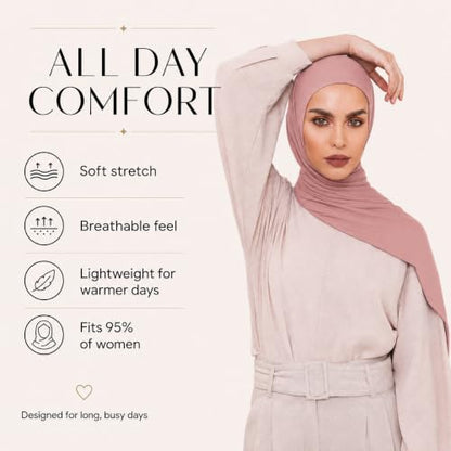 Slip-on Instant Premium Jersey Hijab Head Scarf Wrap for Muslim Women Made in Turkey - color: Dusty Rose, size: Pack of 1
