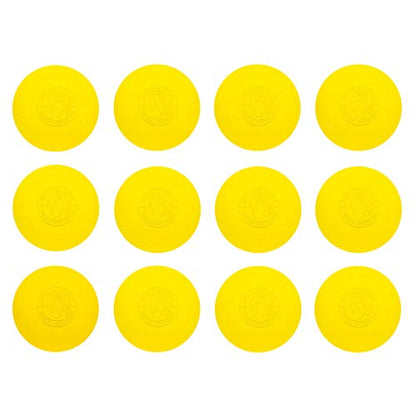 Signature Lacrosse Ball Set - Packs of 2, 4, 8, 12, and 100 - No Chemical Smell Massage Balls, Myofascial Release Tools, Back Roller, Muscle Knot Remover - color: Yellow, size: 12 Balls