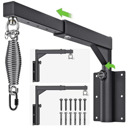 BeneLabel Wall Mount Heavy Bag Hanger, Heavy Duty Punching Bag Stand, Boxing Bag Bracket for Home Gym Indoor Outdoor, 800 LB Capacity - color: Adjustable Heights & Length 17"~25" with Spring