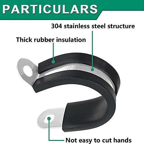 OURU 110PCS Cable Clamps Assortment Kit,Rubber Coated, 1/4"-1-3/4" 10 Sizes | 304 Stainless Steel, Anti-Vibration, Rust Resistant, Secure Hold, Automotive Wire, Pipe & Tube Mounting, Cable Management - size: 110PCS KIT
