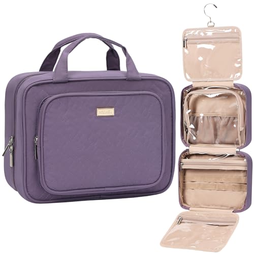 NISHEL Travel Toiletry Bag for Women Hanging Organizer Makeup Case Pockets - color: Purple, size: Medium