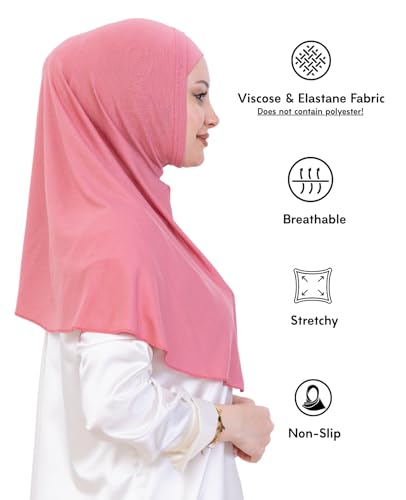 Prien Instant Hijab For Women, Muslim Long Scarf, Undercap Turban Set, Turkish Islamic Clothing, Prayer Clothes For Abaya - color: Dusty Rose