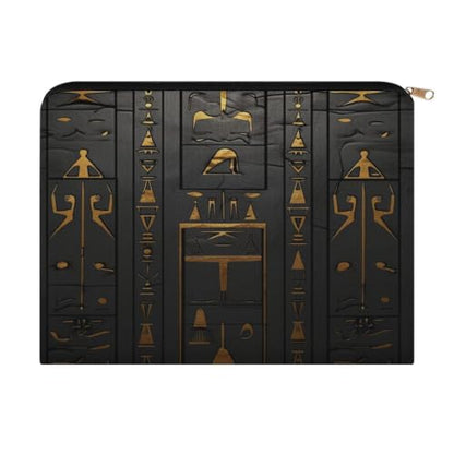 Egyptian Hieroglyphic Makeup Bag for Women, Cosmetic Pouch Travel Toiletry Organizer Bag 8.9"x6.5" Polyester - color: Egyptian Hieroglyphic