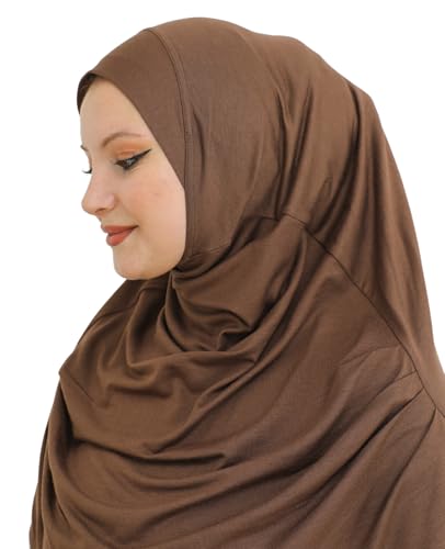 Prien Ready To Wear Hijab For Women, Instant Turban, Soft Muslim Scarf For Prayer, Long Hijabs, Islamic Clothes, Jersey Abaya - color: Brown