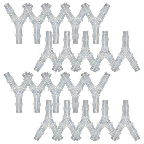 5/16" Polypropylene Y-Shaped 3-Way Barbed Hose Fitting, 20 Pcs | Y-shaped design splits one inlet into two angled outlets for air hoses and water pipes; supports routing and repair projects - style: 20pcs, 5/16" O.D.