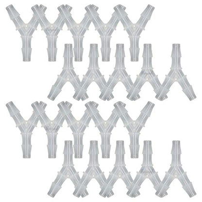 5/16" Polypropylene Y-Shaped 3-Way Barbed Hose Fitting, 20 Pcs | Y-shaped design splits one inlet into two angled outlets for air hoses and water pipes; supports routing and repair projects - style: 20pcs, 5/16" O.D.