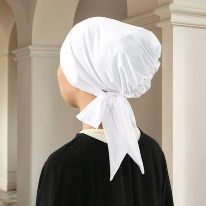 Instant Hijab Scarf Tie-Back Closure Cap Islamic Muslim Head Scarf Turban for Women - color: Black,white
