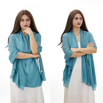YOUR SMILE for Women Lightweight Breathable Solid Color Soft Chiffon Long Fashion Scarves Sun-proof Shawls Wrap - color: Light Teal