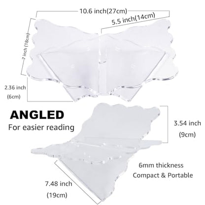 Clear Acrylic Book Holder, Wavy Edge Open Book Stand for Display and Reading Cookbook, Art Book, Bibles, Magazines (11” x 7” x 3.6”) - size: Small
