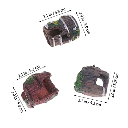 Yardwe Aquarium Landscape Ornament 3pcs Mini Barrel Decor Realistic Fish Tank Decor Easy Cleaning and Safe for