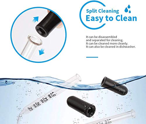Eye Droppers for Essential Oils, Pipettes Dropper with Black Rubber Head, Calibrated Thick Glass Medicine Dropping Pipettes, 1ml Droppers Measurer, Dropper for Liquids, Straight-Tip, 5 Packs
