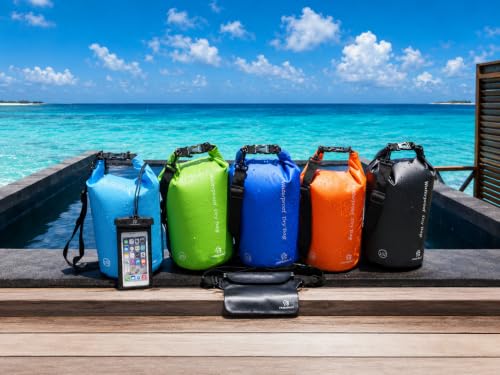 Freegrace Waterproof Dry Bag Set of 3 - Submersible Dry Sack with Double Zip Lock Seals - Includes Waist Pouch & Phone Case - Perfect for Kayaking, Swimming, Boating & Rafting (Black, 20L) - color: Black, size: 20L, style: Without Window